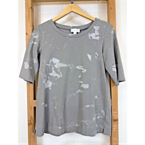 NWT Luukaa Gray Round Neck Distressed Pattern Short Sleeve T-Shirt #1407 Size SM